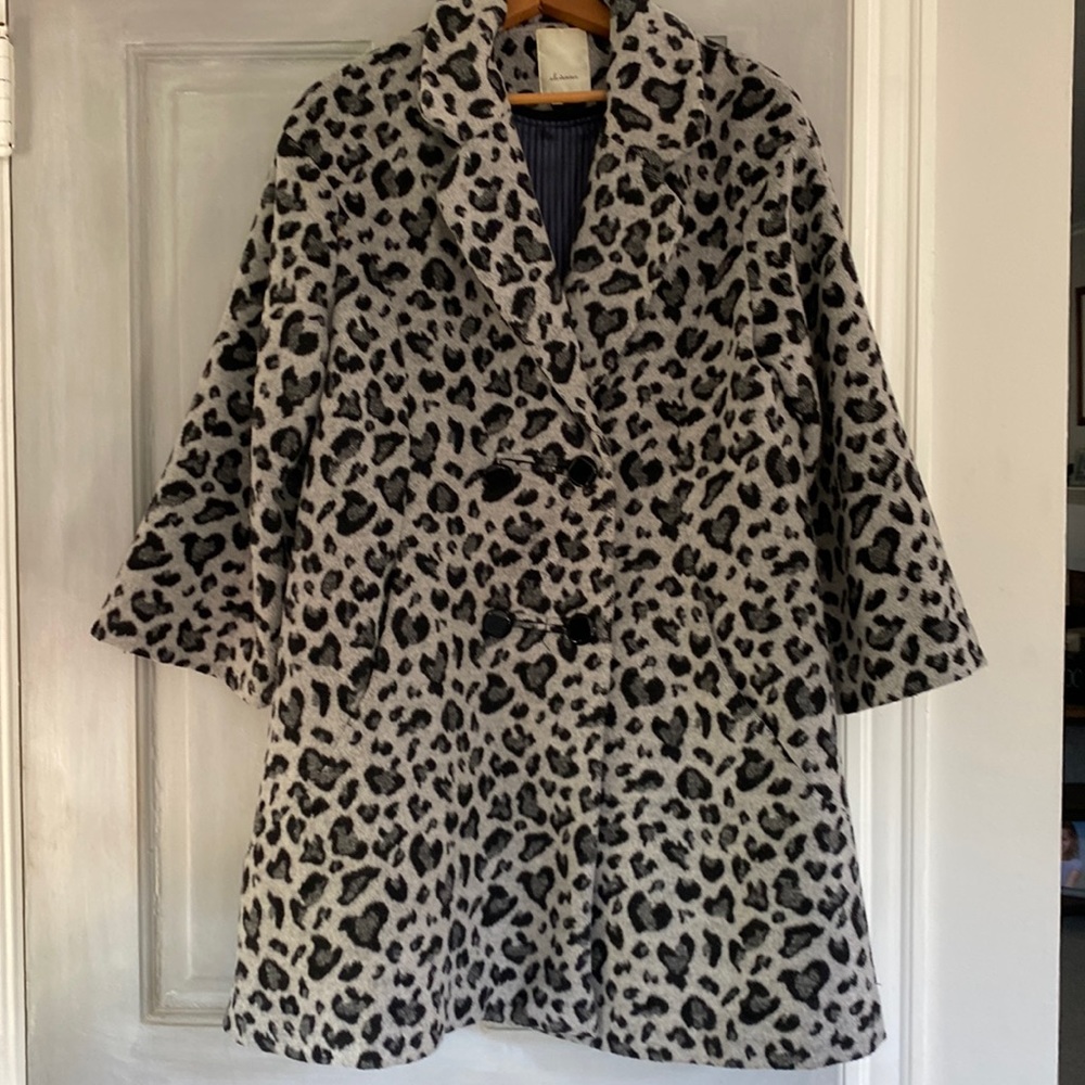 Anthropologie Elevenses Leopard Swing Coat